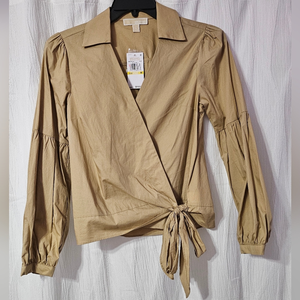 Michael Kors Tan Wrap Blouse